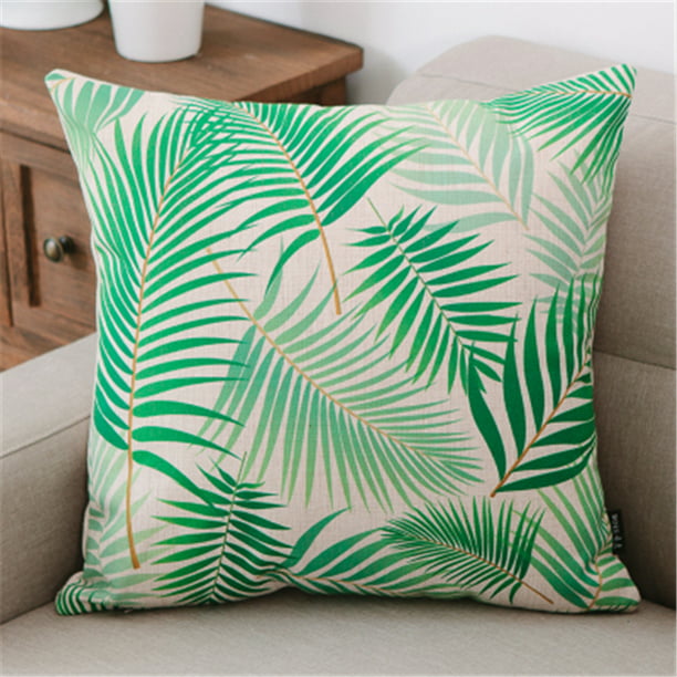 Tropic Plant Floral Cotton Linen Throw Pillow Case Cushion Cover Sofa Home Decor